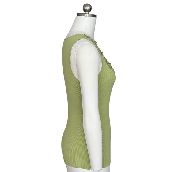 Ruby Rd. Tank Top Womens M Light Green Ribbed Knit Beaded Scoop Neck - Picture 6 of 8